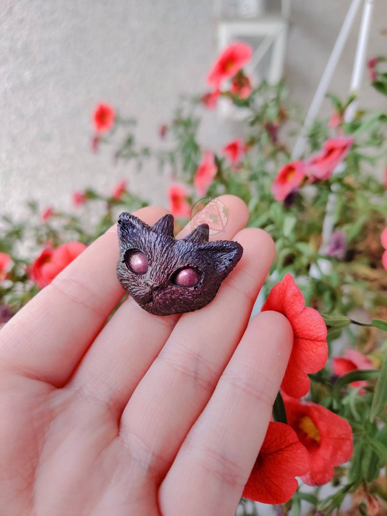 Blue orange gradient mini faun resin kitty cat ring