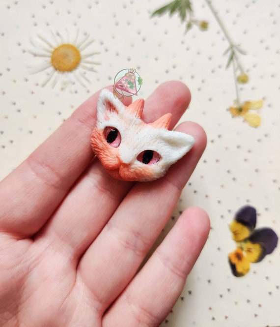 Blue orange gradient mini faun resin kitty cat ring