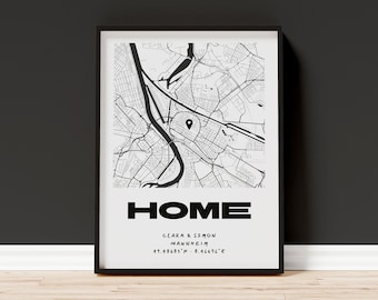 Housewarming gift | Custom-made city map poster | Apartment housewarming | Coordinates image | Personalized gift