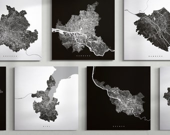 Your dream location on metal: Personalized city map on aluminum | City map | Metal wall decor | City wall art | Home decoration | vmaps