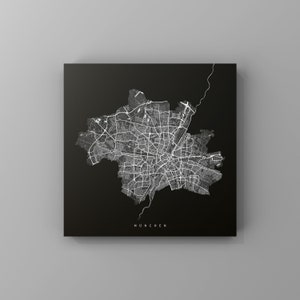 München, Metallschild | Stadtplan | Wanddeko Metall | Wandbild Stadt | personalisierbare Stadtkarte | Dekoration Zuhause | vmaps