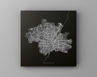 München, Metallschild | Stadtplan | Wanddeko Metall | Wandbild Stadt | personalisierbare Stadtkarte | Dekoration Zuhause | vmaps