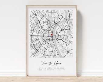 Wedding gift | Personalized gift for wedding anniversary, engagement, wedding | Poster with location and coordinates | for couples