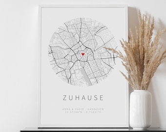 Geschenk für Bauherr oder Bauherrin | Einzugsgeschenk | Geschenk Richtfest | Minimalistisches Stadtplan-Poster mit Koordinaten |  vmaps