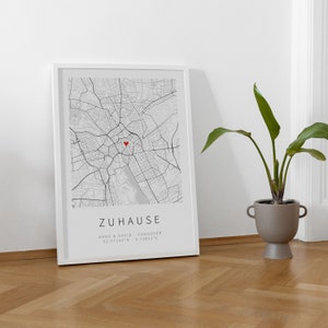 Einzugsgeschenk Minimalistisches Lineart-Stadtplan-Poster Personalisiertes Poster Geschenk Bauherr Bauherrin vmaps Bild 2