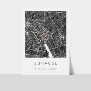 Einzugsgeschenk Minimalistisches Lineart-Stadtplan-Poster Personalisiertes Poster Geschenk Bauherr Bauherrin vmaps ブラック