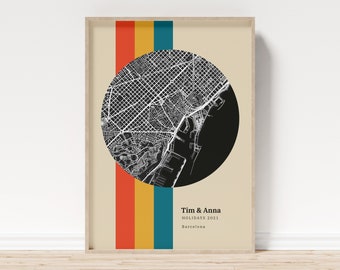 City map poster "Records" | Personalized Mural | Retro Poster Gift Keepsake Home Holiday Favorite Place | vmaps