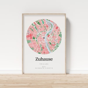 Poster Landkarte | Stadtplan bunt | Personalisierter Druck | Individuell anpassbar für deinen Wunschort