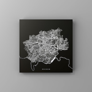 Bochum, Metallschild | Stadtplan | Wanddeko Metall | Wandbild Stadt | personalisierbare Stadtkarte | Dekoration Zuhause | vmaps