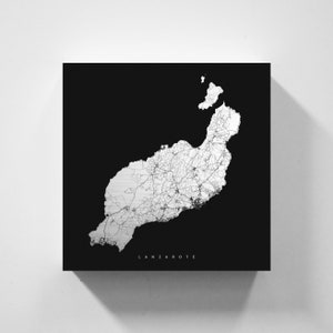 Metallschild Lanzarote, Karte im minimalistischen Design, Druck auf echtem Metall, Deko für Zuhause & Büro, maritime Deko von vmaps