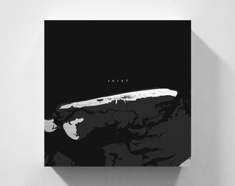 Metal sign Juist, map in minimalist design, print on real metal, decoration for home & office, maritime North Sea decoration by vmaps
