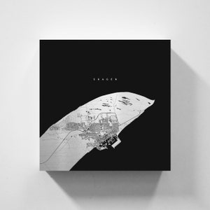 Metallschild Skagen, Nordspitze von Dänemark an Nordsee & Ostsee, Karte im minimalistischen Design, maritime Deko von vmaps