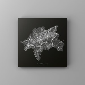 Wuppertal, Metallschild | Stadtplan | Wanddeko Metall | Wandbild Stadt | personalisierbare Stadtkarte | Dekoration Zuhause | vmaps
