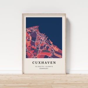 Cuxhaven | Poster Stadtplan | Moderne Stadtkarte mit Mosaik-Muster | Poster mit Koordinaten für Zuhause | Wandbild | Wandschmuck