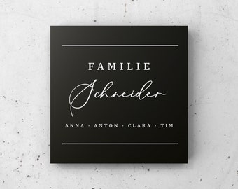 Namensschild, Türschild Familie, Metallschild Haus, personalisiertes Schild für den Eingang, mit Familienname und Vornamen, modernes Design