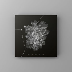 Braunschweig, Metallschild | Stadtplan | Wanddeko Metall | Wandbild Stadt | personalisierbare Stadtkarte | Dekoration Zuhause | vmaps