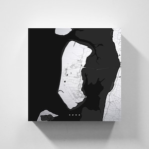 Metallschild Rømø, Karte im minimalistischen Design, Druck auf echtem Metall, Deko für Zuhause & Büro, maritime Nordsee-Deko von vmaps