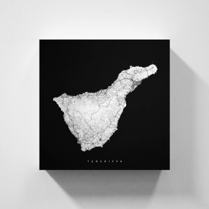 Metallschild Teneriffa, Karte im minimalistischen Design, Druck auf echtem Metall, Deko für Zuhause & Büro, maritime Deko von vmaps