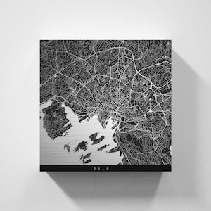 Oslo, metalen bord | Stadsplan | Wanddecoratie metaal | Muurschildering stad | aanpasbare stadsplattegrond | Woondecoratie | vmaps