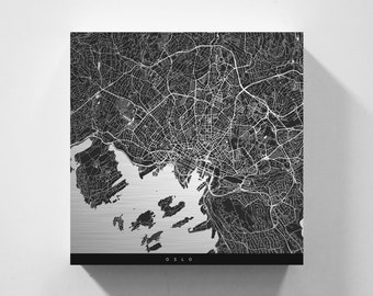 Oslo, Metallschild | Stadtplan | Wanddeko Metall | Wandbild Stadt | personalisierbare Stadtkarte | Dekoration Zuhause | vmaps