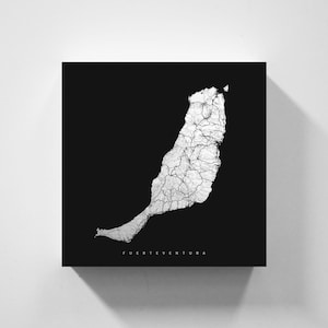 Metallschild Fuerteventura, Karte im minimalistischen Design, Druck auf echtem Metall, Deko für Zuhause & Büro, maritime Deko von vmaps
