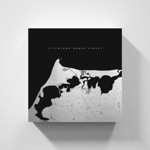 Metallschild Fischland-Darß-Zingst, Karte im minimalistischen Design, Druck auf Metall, Deko für Zuhause & Büro, maritime Deko von vmaps