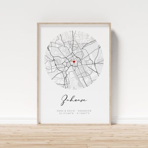 Personalized city poster with coordinates. Gift idea for moving, housewarming, new apartment, building a house or new building.