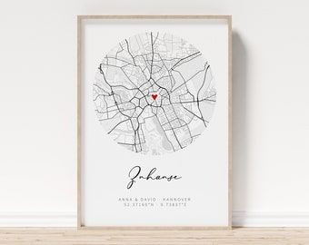 Personalized city poster with coordinates. Gift idea for moving, housewarming, new apartment, building a house or new building.