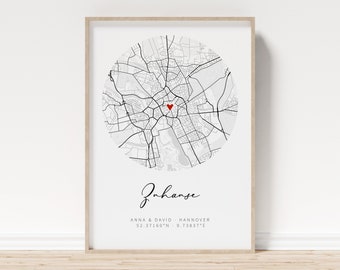 Personalized city poster with coordinates. Gift idea for moving, housewarming, new apartment, house construction or new building.
