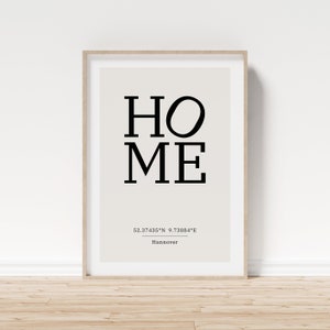 Home Poster | Personalisiertes Wandbild mit Koordinaten | Skandinavisch minimalistisch | Geschenk für Zuhause | Weihnachten | vmaps