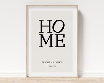 Home Posters | Personalized mural with coordinates | Scandinavian minimalist | Gift for home | Christmas | vmaps