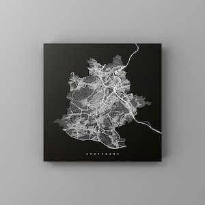 Stuttgart, Metallschild | Stadtplan | Wanddeko Metall | Wandbild Stadt | personalisierbare Stadtkarte | Dekoration Zuhause | vmaps