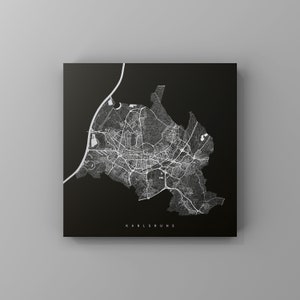 Karlsruhe, metalen bord | Stadsplan | Wanddecoratie metaal | Muurschildering stad | aanpasbare stadsplattegrond | Decoratie huis | vmaps