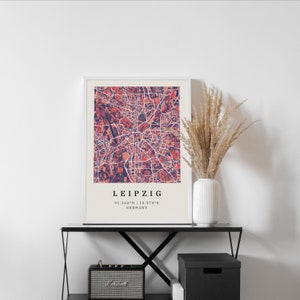 Leipzig Poster City Map Modern city map with mosaic pattern Poster with coordinates for home Mural wall decoration country house image 5