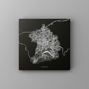Essen, Metallschild | Stadtplan | Wanddeko Metall | Wandbild Stadt | personalisierbare Stadtkarte | Dekoration Zuhause | vmaps