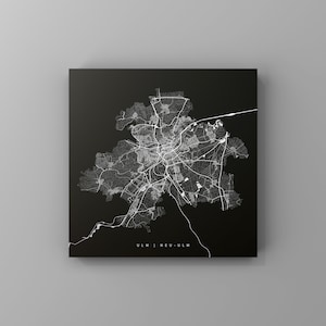 Ulm, Metallschild | Stadtplan | Wanddeko Metall | Wandbild Stadt | personalisierbare Stadtkarte | Dekoration Zuhause | vmaps