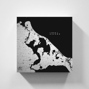 Metallschild Usedom, Karte im minimalistischen Design, Druck auf echtem Metall, Deko für Zuhause & Büro, maritime Ostsee-Deko von vmaps