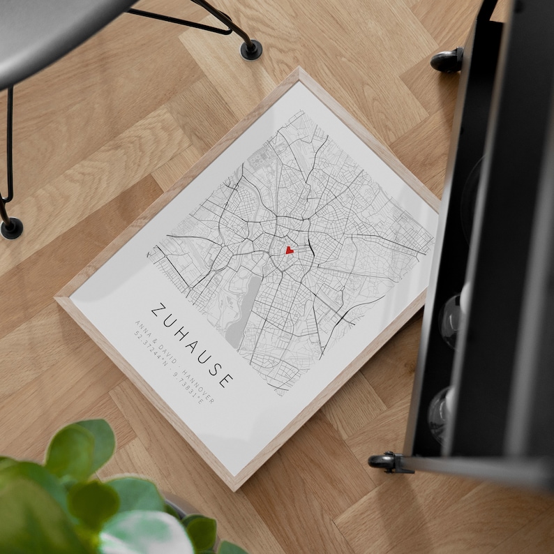 Einzugsgeschenk Minimalistisches Lineart-Stadtplan-Poster Personalisiertes Poster Geschenk Bauherr Bauherrin vmaps Bild 3