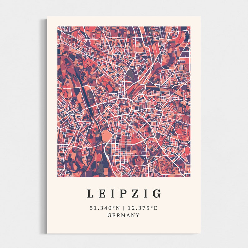 Leipzig Poster City Map Modern city map with mosaic pattern Poster with coordinates for home Mural wall decoration country house image 6