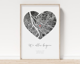 Where it all began. Personalized poster featuring your own meeting place | First meeting, first date, Valentine's Day, anniversary gift.