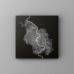 Köln, Metallschild | Stadtplan | Wanddeko Metall | Wandbild Stadt | personalisierbare Stadtkarte | Dekoration Zuhause | vmaps