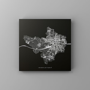 Ingolstadt, Metallschild | Stadtplan | Wanddeko Metall | Wandbild Stadt | personalisierbare Stadtkarte | Dekoration Zuhause | vmaps