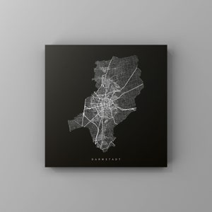 Darmstadt, metalen bord | Stadsplattegrond | Wanddecoratie metaal | Muurschildering stad | aanpasbare stadsplattegrond | Decoratie huis | vmaps