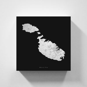 Metallschild Malta, Karte im minimalistischen Design, Druck auf echtem Metall, Deko für Zuhause & Büro, maritime Deko von vmaps