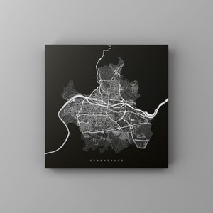 Regensburg, Metallschild | Stadtplan | Wanddeko Metall | Wandbild Stadt | personalisierbare Stadtkarte | Dekoration Zuhause | vmaps