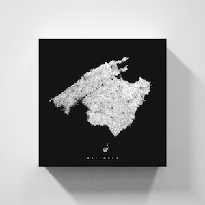 Metallschild Mallorca, Karte im minimalistischen Design, Druck auf echtem Metall, Deko für Zuhause & Büro, maritime Deko von vmaps