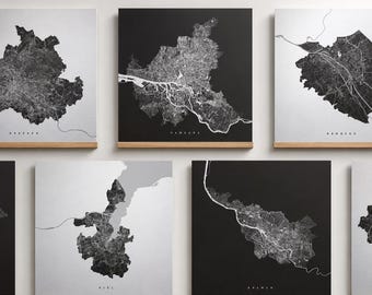 Your dream location on metal: Personalized city map on aluminum | City map | Metal wall decor | City wall art | Home decoration | vmaps