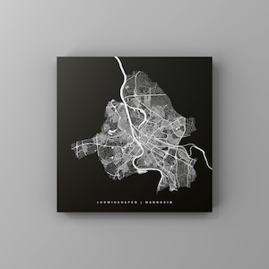 Mannheim & Ludwigshafen, Metallschild | Stadtplan | Wanddeko Metall | Wandbild Stadt | personalisierbare Stadtkarte | Dekoration Zuhause