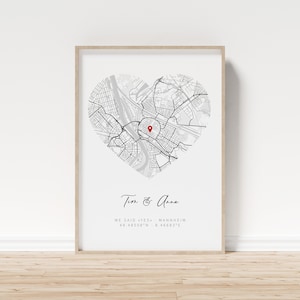 Hochzeitsgeschenk | Wo alles begann | Personalisiertes Poster mit Kennenlernort | Valentinstag, Verlobung, Heirat, Jahrestag | Stadtplan