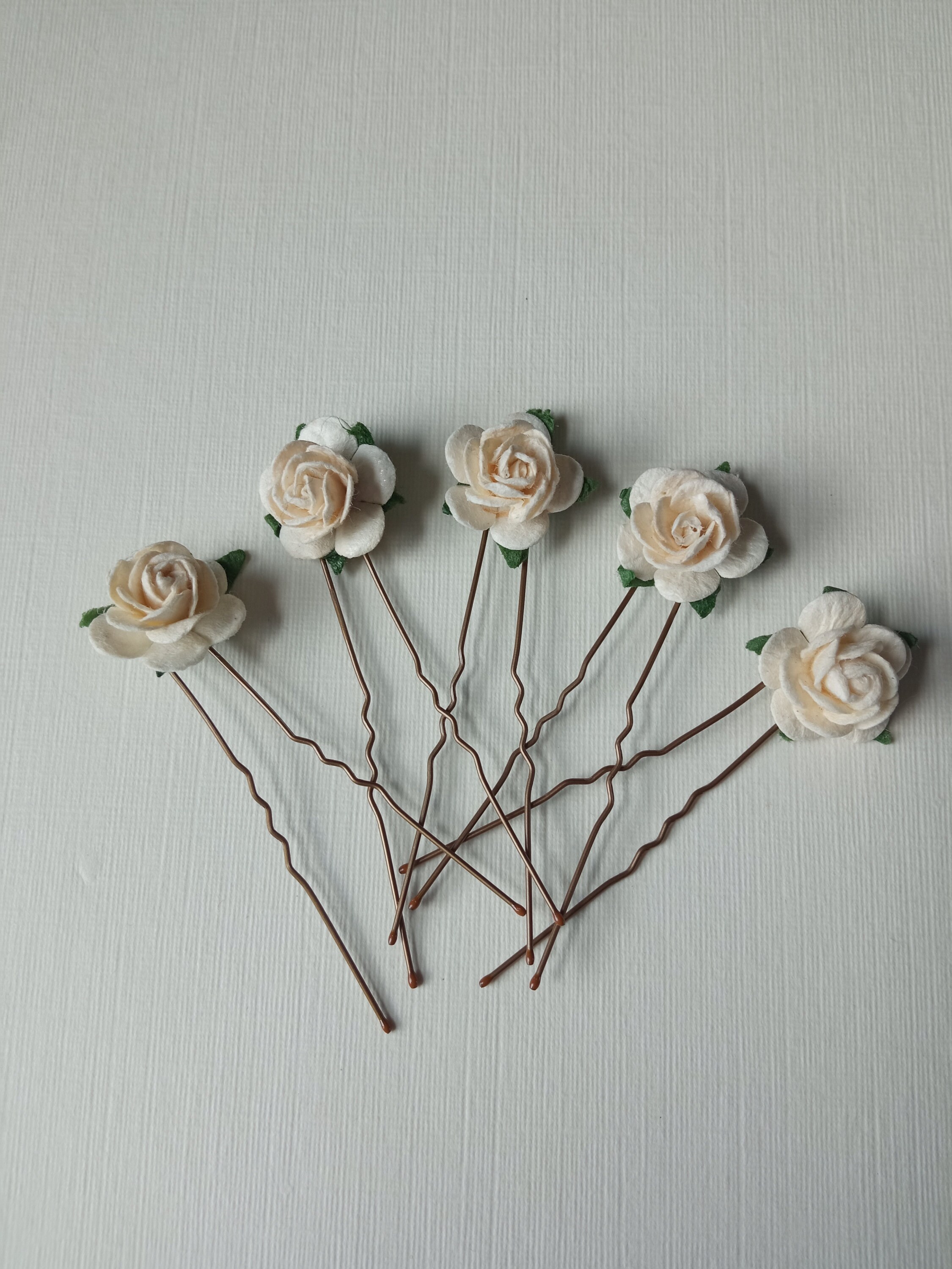 White Rose Hair Pins Bridesmaids Bridal Wedding Party Clips Etsy